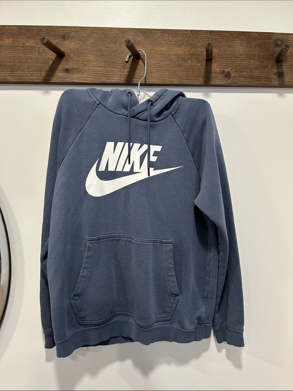 Nike Men's Slate Blue Pullover Hoodie with White Swoosh